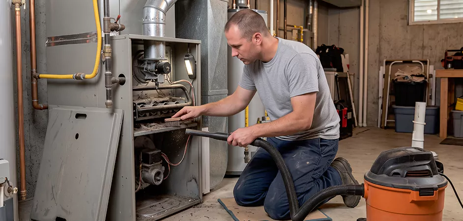 Burner and Heater Compartment Lint Removal in Hyattsville